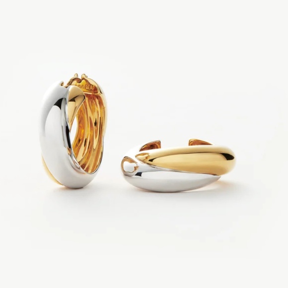 96. MISSOMA LUCY WILLIAMS CHUNKY MEDIUM ENTWINE HOOP EARRINGS Gold Silver $181 - Picture 1 of 6